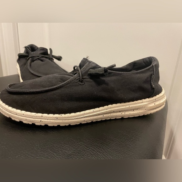 Hey Dude Black Moccasins with Slip-On Design and Padded Collar - Picture 2 of 7